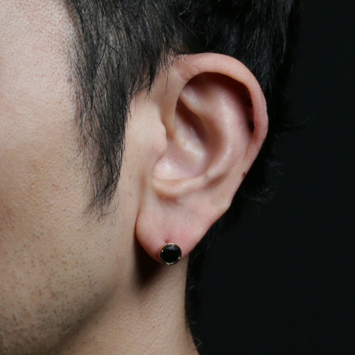 J-NS106)オニキスピアス-K18イエローゴールド/片耳｜アクセサリー通販