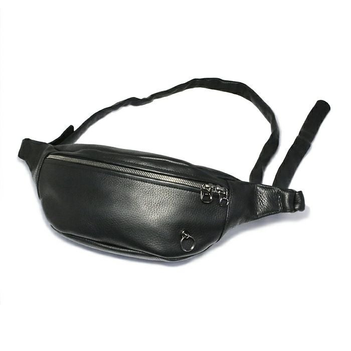 J-BG008)ENDUREレザースタッズボディバッグショルダーバッグS-ブラック