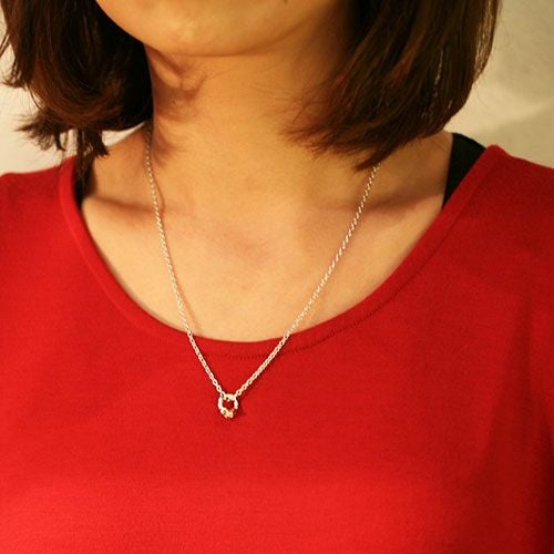 JWD-NC039)ミッキーマウス&ミニーマウスシェイクハンドネックレス