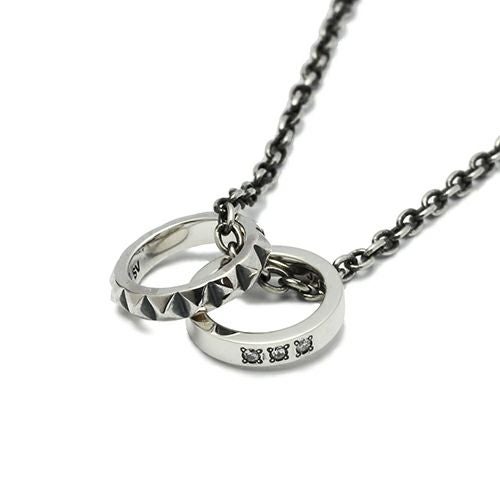 JG-NC003-S)スタッズダブルラブベビーリングネックレス シルバー