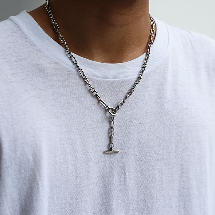 J-NS486)マリンチェーンブレスレット&ネックレス-シルバー925