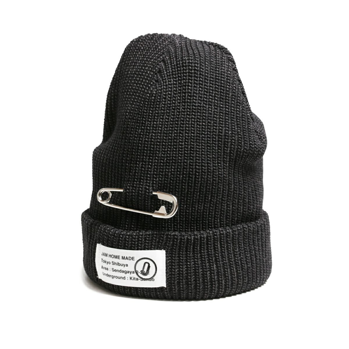 JC4CP07BK)CA4LA/カシラ 安全ピン JAM SHOP ニットキャップ -ブラック