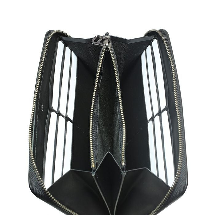 JNS579BK)リアルパイソンラウンドファスナー長財布-ブラック/ロング