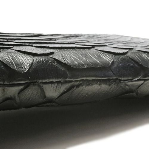 JNS579BK)リアルパイソンラウンドファスナー長財布-ブラック/ロング
