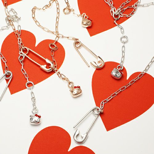 JKT004R)ハローキティ/HelloKitty安全ピンブレスレット-シルバー