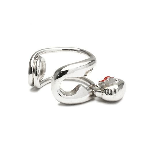 JKT005S)ハローキティ/HelloKitty安全ピンイヤーカフ-シルバー/片耳