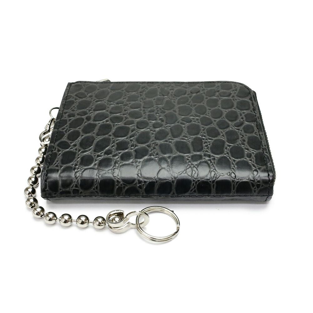 JSC-MSM002)L字ファスナー ミニ財布 レザー 二つ折り クロコダイル