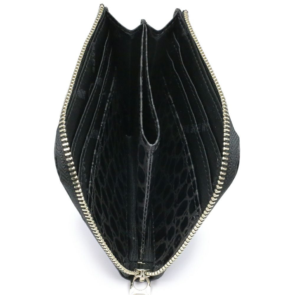 JSC-MSM002)L字ファスナー ミニ財布 レザー 二つ折り クロコダイル