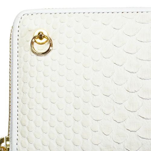 【ジャムホームメイド（JAMHOMEMADE）】リアルパイソン ラウンドファスナー 長財布 - ホワイト / ロングウォレット