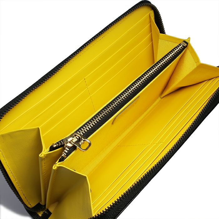 JNS600)イエローインサイドラウンドファスナー長財布/ロングウォレット