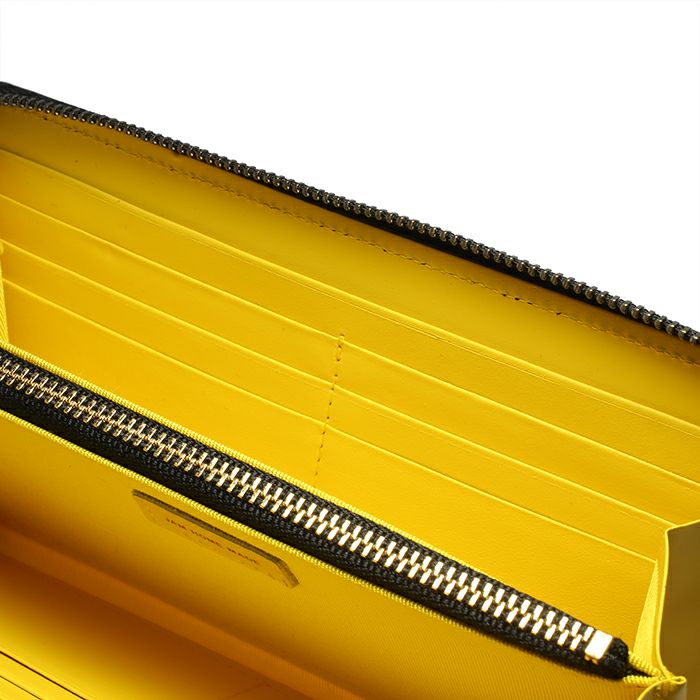 JNS600)イエローインサイドラウンドファスナー長財布/ロングウォレット