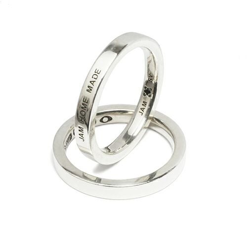 J-NS261)ミックスフラット＆ラウンドリングM-シルバー/指輪