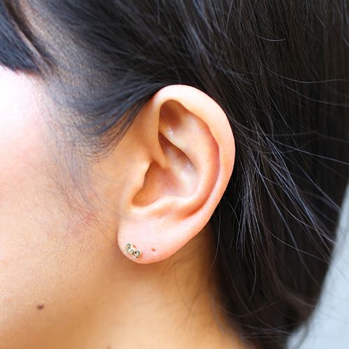 JKT008YG)ハローキティ/HelloKittyリボンピアス-K10イエローゴールド