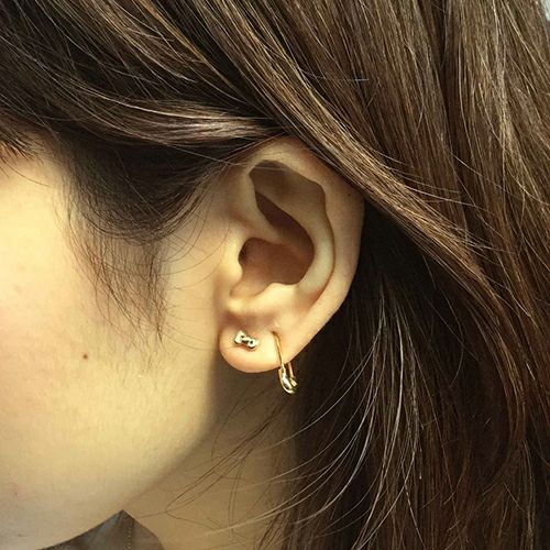 JKT008YG)ハローキティ/HelloKittyリボンピアス-K10イエローゴールド