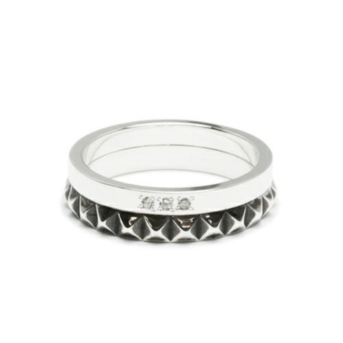 【ジャムホームメイド（JAMHOMEMADE）】スタッズ ダブル リング M - シルバー / 指輪