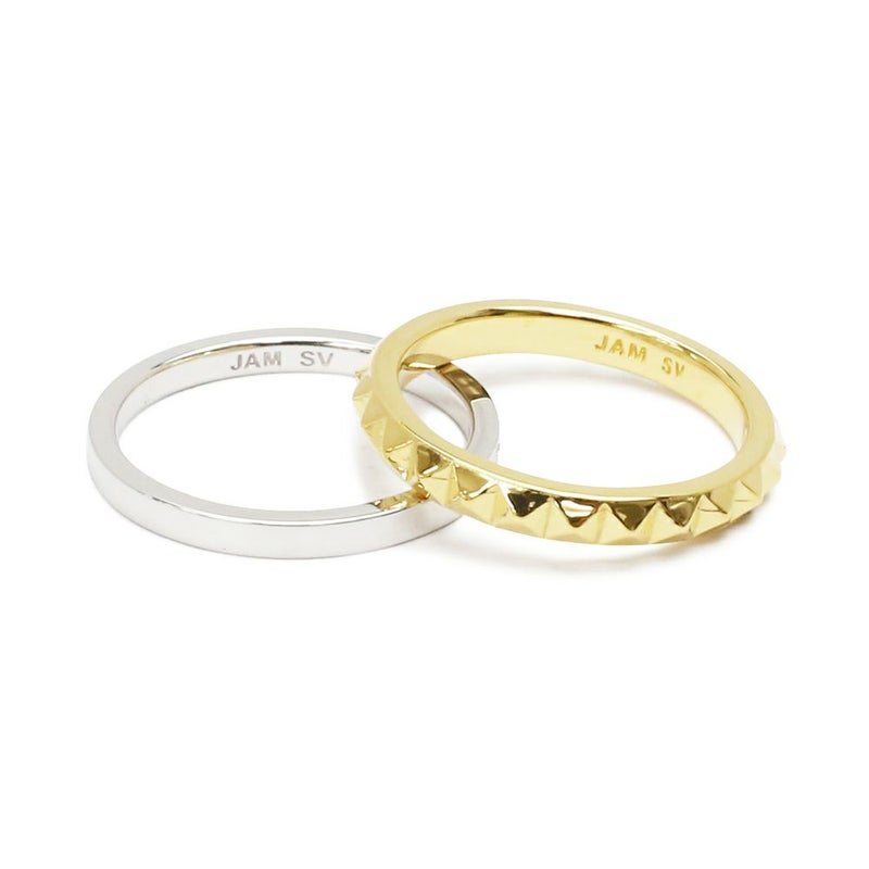 【ジャムホームメイド（JAMHOMEMADE）】スタッズ ダブル リング S - ゴールド / 指輪