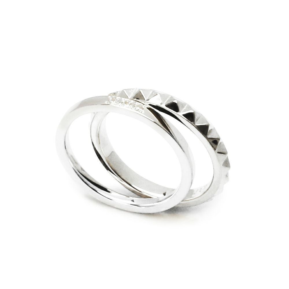 JG-RI008-S)スタッズダブルリングS-シルバー/指輪｜アクセサリー通販の