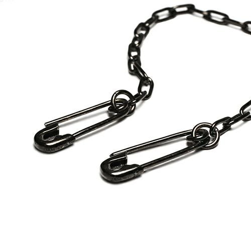 J-WC001-BK)安全ピンダイヤモンドウォレットチェーンM-ブラック