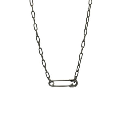 【ジャムホームメイド（JAMHOMEMADE）】安全ピン （セーフティピン） 長アズキ チェーンダイヤモンド ネックレス S - ブラック