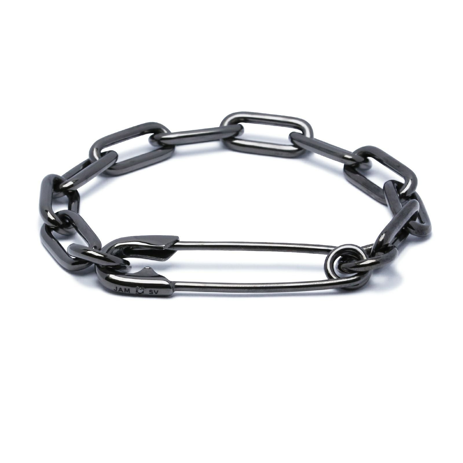 J-BR012-SV)安全ピン長アズキチェーンダイヤモンドブレスレットM