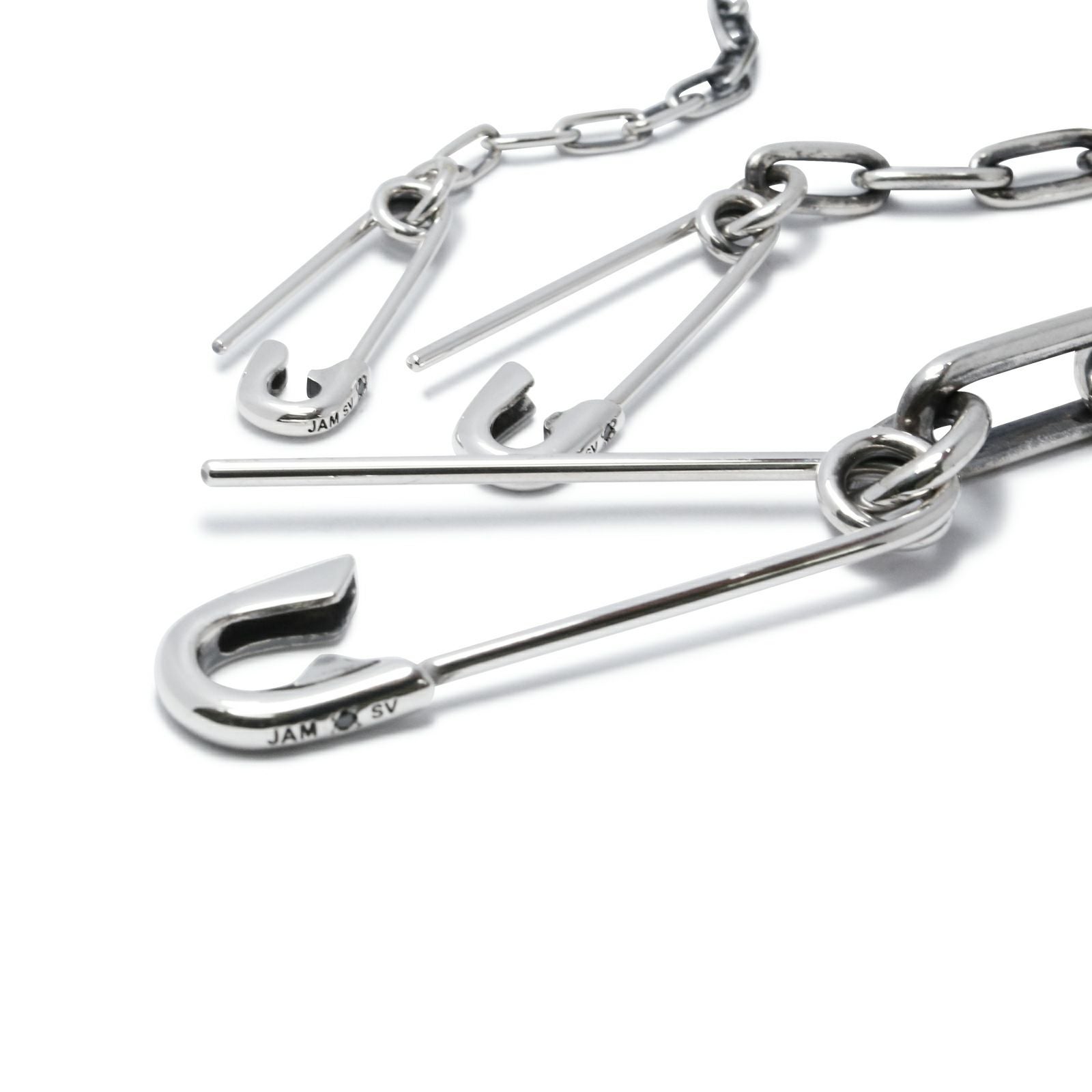 J-BR021)安全ピン長アズキチェーンダイヤモンドブレスレットL