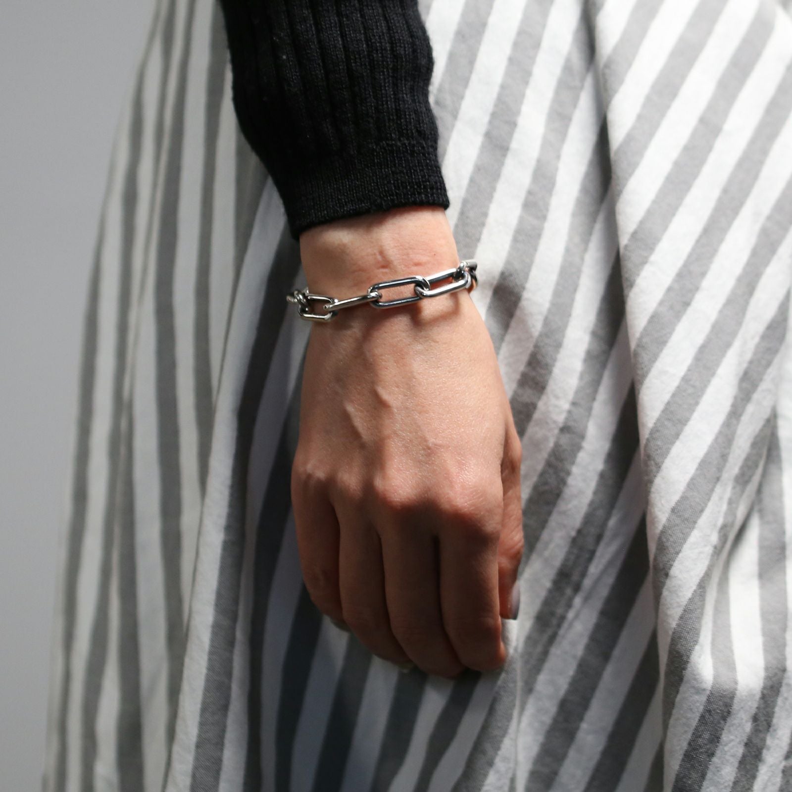 J-BR021)安全ピン長アズキチェーンダイヤモンドブレスレットL