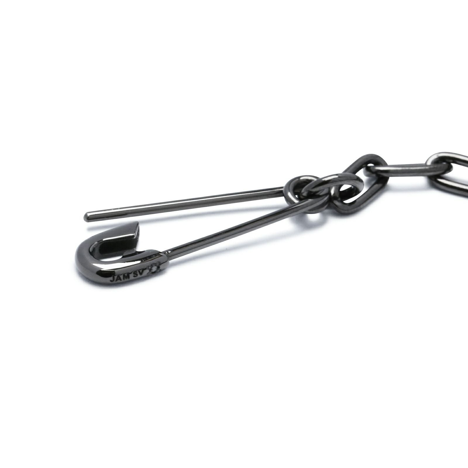 J-BR012-BK)安全ピン長アズキチェーンダイヤモンドブレスレットM