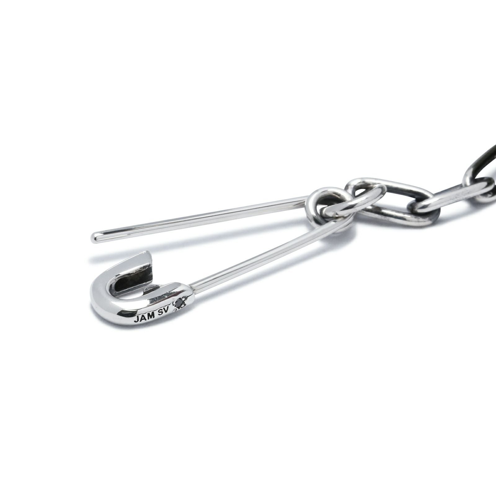 J-BR012-SV)安全ピン長アズキチェーンダイヤモンドブレスレットM