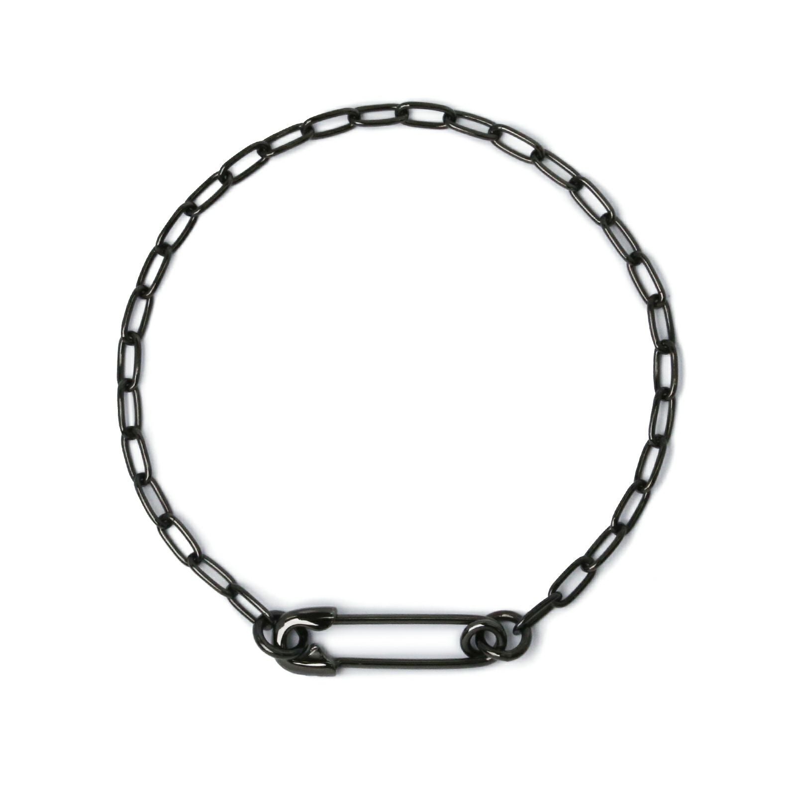 J-BR003-BK)安全ピン長アズキチェーンダイヤモンドブレスレットS