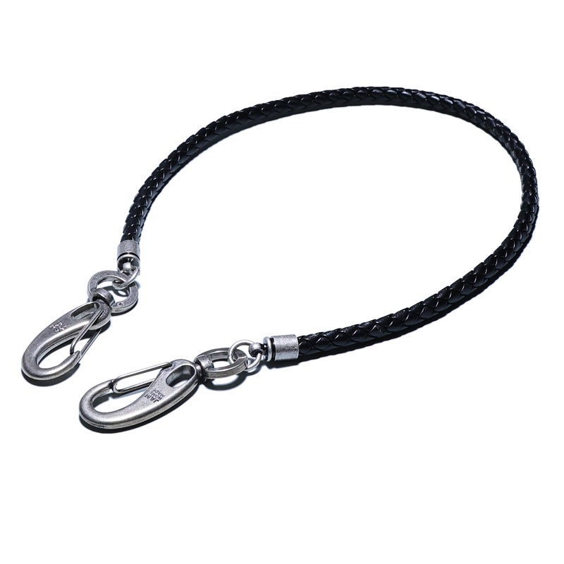 【ジャムホームメイド（JAMHOMEMADE）】編み込み レザーウォレットコード - ブラック