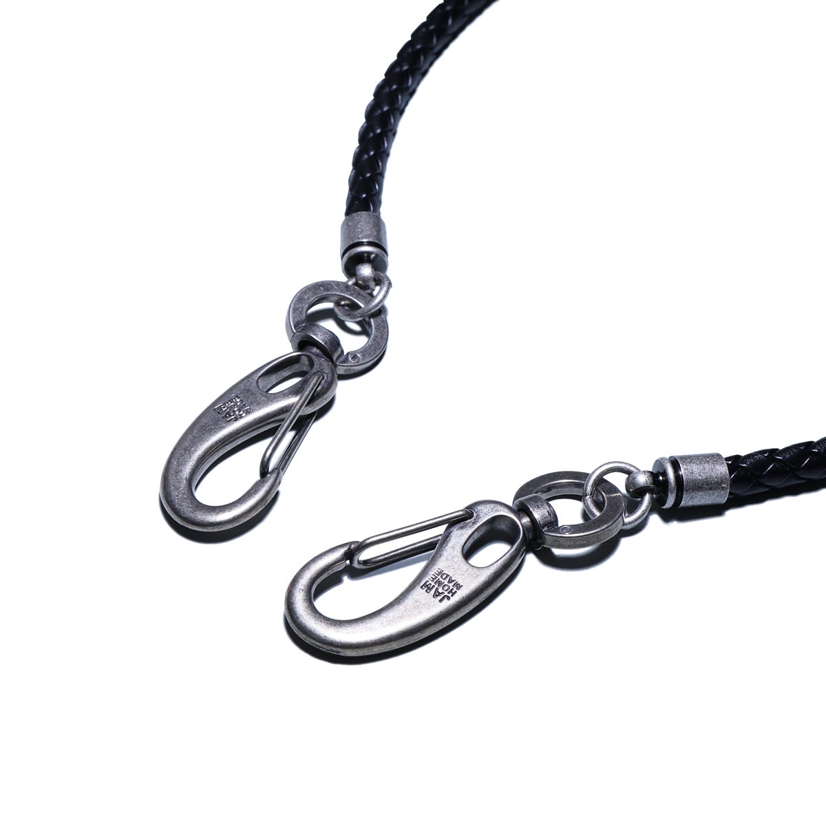 J-NS297-BK)編み込みレザーウォレットコード-ブラック｜アクセサリー