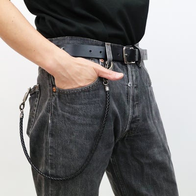 【ジャムホームメイド（JAMHOMEMADE）】編み込み レザーウォレットコード - ブラック