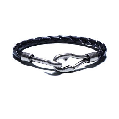 【ジャムホームメイド（JAMHOMEMADE）】編み込み レザー ブレスレット シングル -ブラック