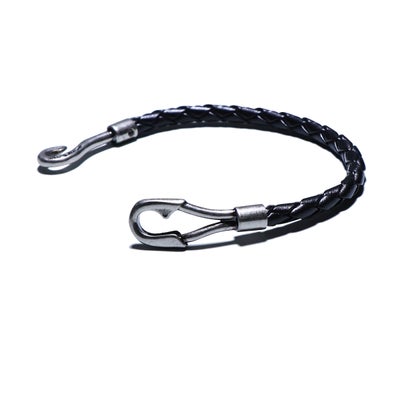 【ジャムホームメイド（JAMHOMEMADE）】編み込み レザー ブレスレット シングル -ブラック