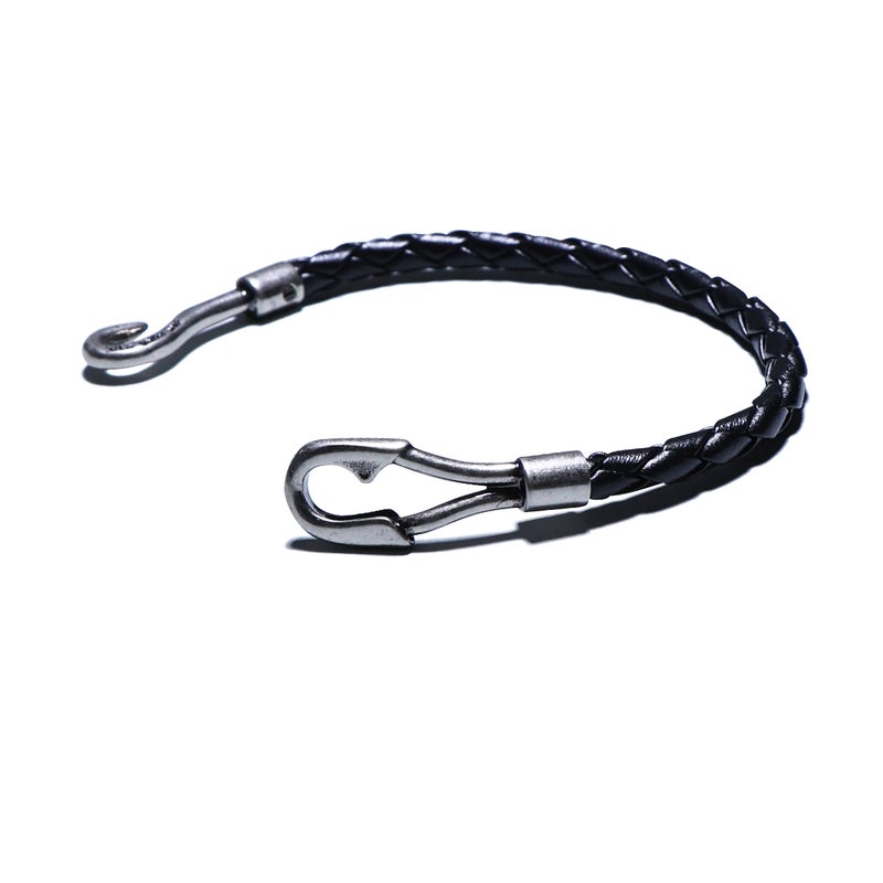 【ジャムホームメイド（JAMHOMEMADE）】編み込み レザー ブレスレット シングル -ブラック