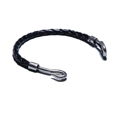 【ジャムホームメイド（JAMHOMEMADE）】編み込み レザー ブレスレット シングル -ブラック