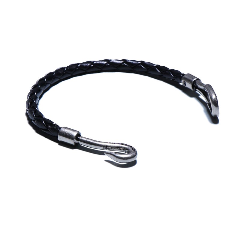 【ジャムホームメイド（JAMHOMEMADE）】編み込み レザー ブレスレット シングル -ブラック