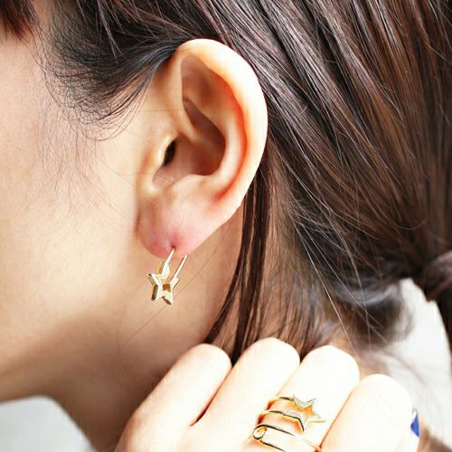 JNS619GP)スター&安全ピンピアス/片耳｜アクセサリー通販のジャム
