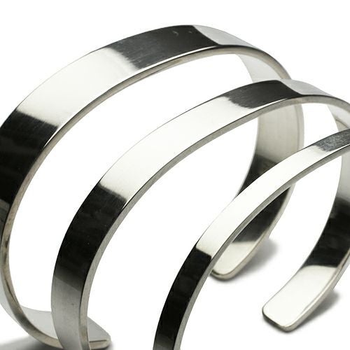 JBR081)平打ちFORGING（鍛造）バングルL-シルバー925/ブレスレット