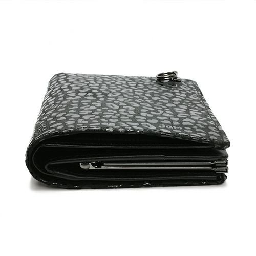 JIDWA12BK-BK)印傳-印伝屋二つ折り財布・がま札財布レオパード柄