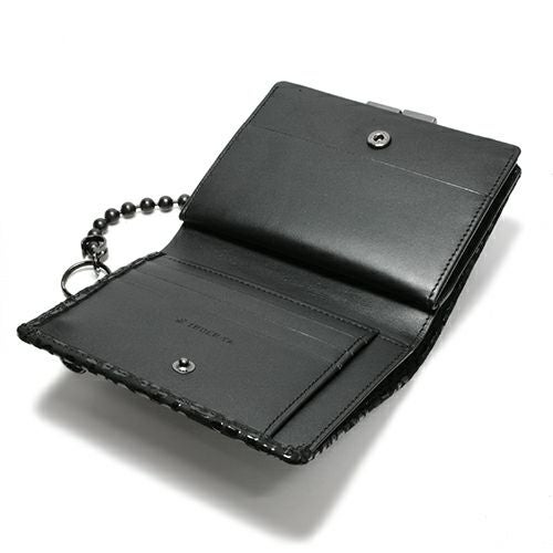 JIDWA12BK-BK)印傳-印伝屋二つ折り財布・がま札財布レオパード柄