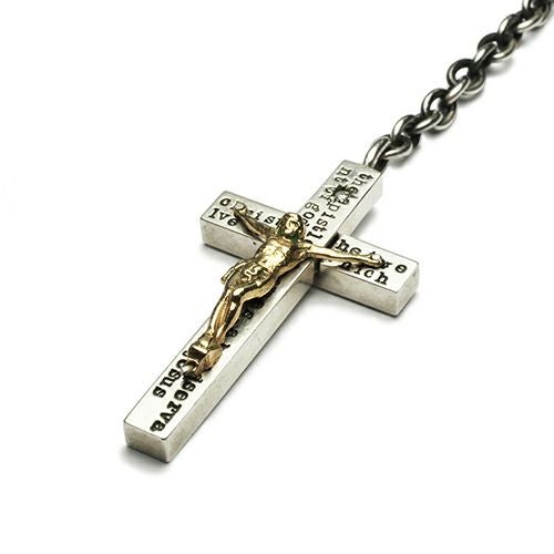 JARCNC02)K10イエローゴールドダイヤモンドロザリオクロスネックレスM