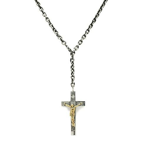 JARCNC02)K10イエローゴールドダイヤモンドロザリオクロスネックレスM