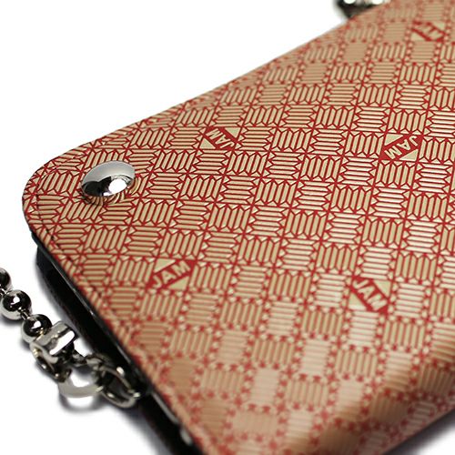 JIDWA39)印傳 - 印伝屋 がま口 長財布 RED×WHITE 無響柄｜アクセサリー