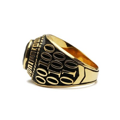 【ジャムホームメイド（JAMHOMEMADE）】オニキス 0010 ハイブリッド カレッジリング M - K18イエローゴールド/ 指輪