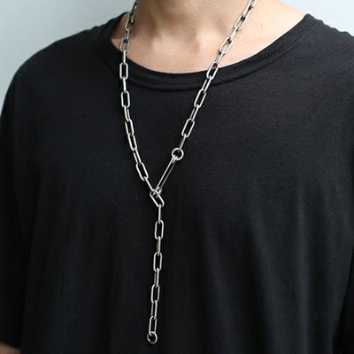 【ジャムホームメイド（JAMHOMEMADE）】DADネックレス 安全ピン （セーフティピン） 長アズキ チェーン - シルバー925