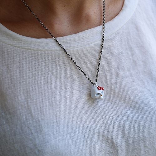 JKT002FC)ハローキティ/HelloKittyスカルフェイスネックレス