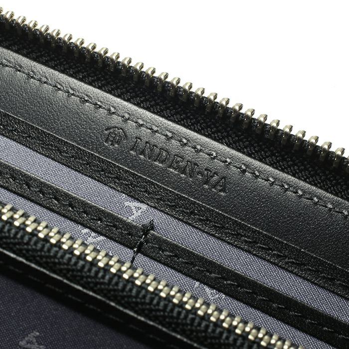 JIDWA50BK-BK)印傳-印伝屋ラウンドファスナー長財布山梨カモフラ柄