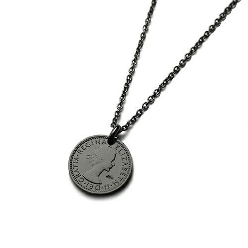 ジャムホームメイド ネックレス ブラックストーン J-NS386-BK)ヴィンテージシックスペンスコインネックレス-ブラック