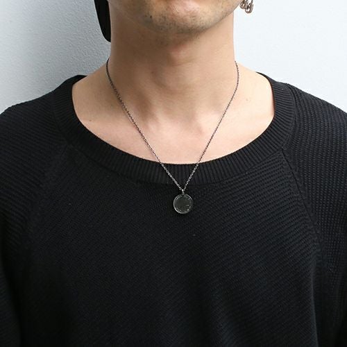 J-NS386-BK)ヴィンテージシックスペンスコインネックレス-ブラック
